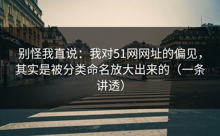 别怪我直说：我对51网网址的偏见，其实是被分类命名放大出来的（一条讲透）