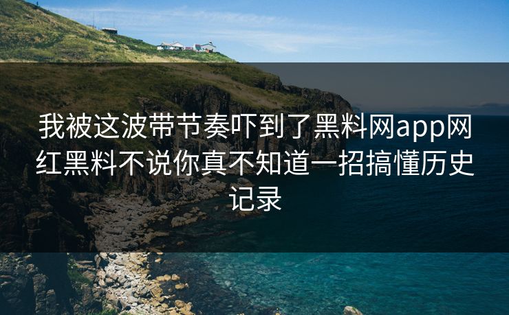 我被这波带节奏吓到了黑料网app网红黑料不说你真不知道一招搞懂历史记录